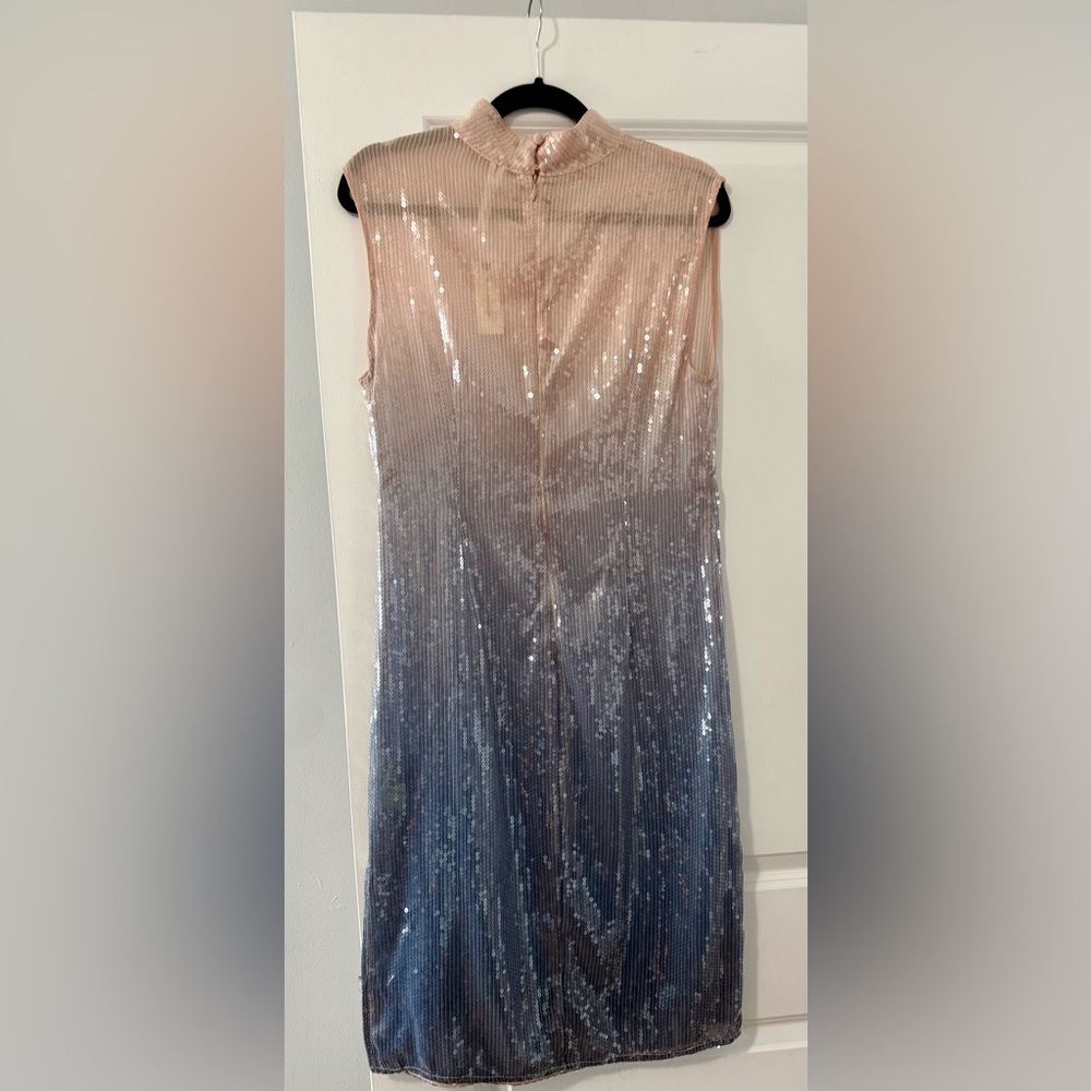 NWT Anthropologie Blue Ombré Sheath Dress with Mandarin Collar